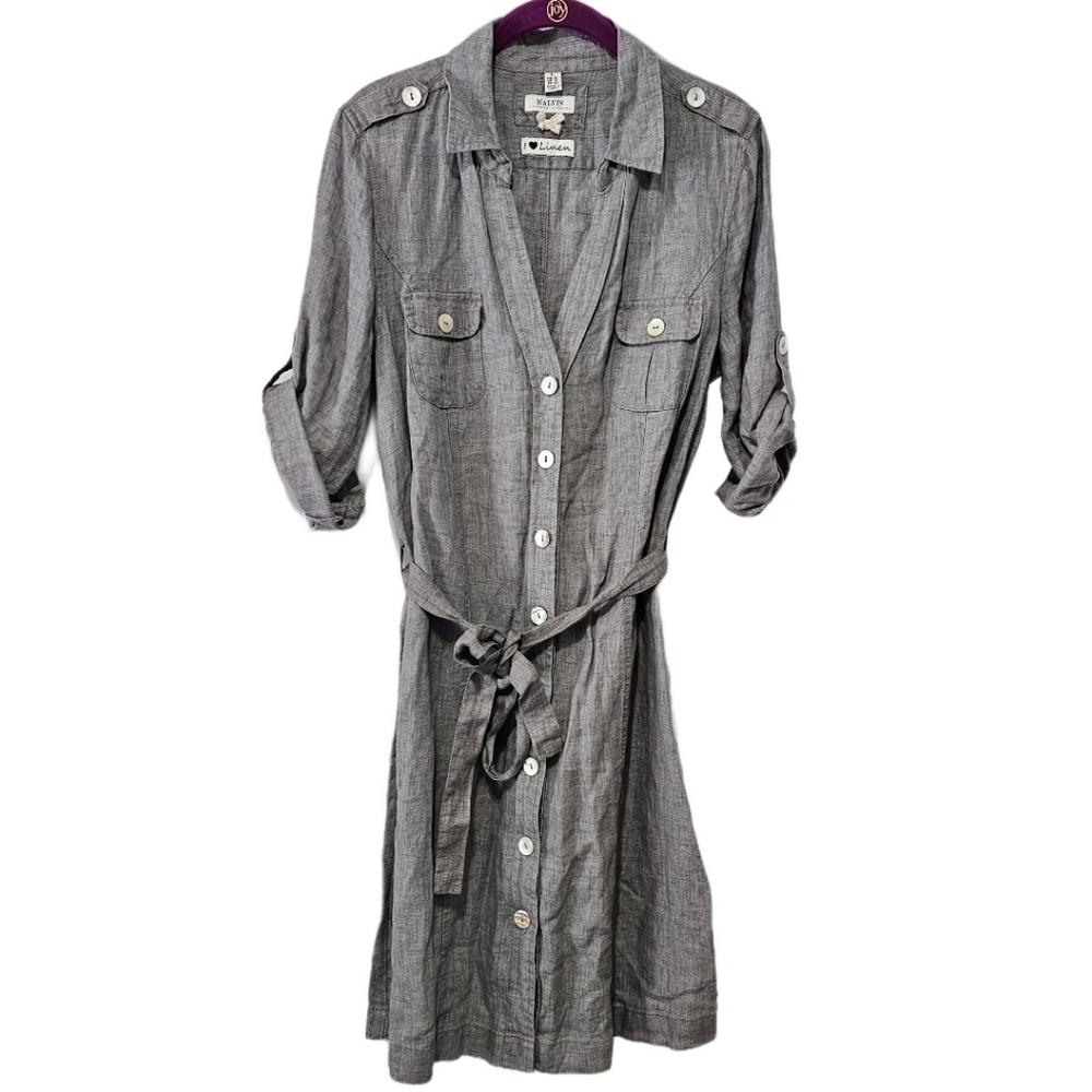 Malvin I ❤️ Linen Gray Shirt Dress